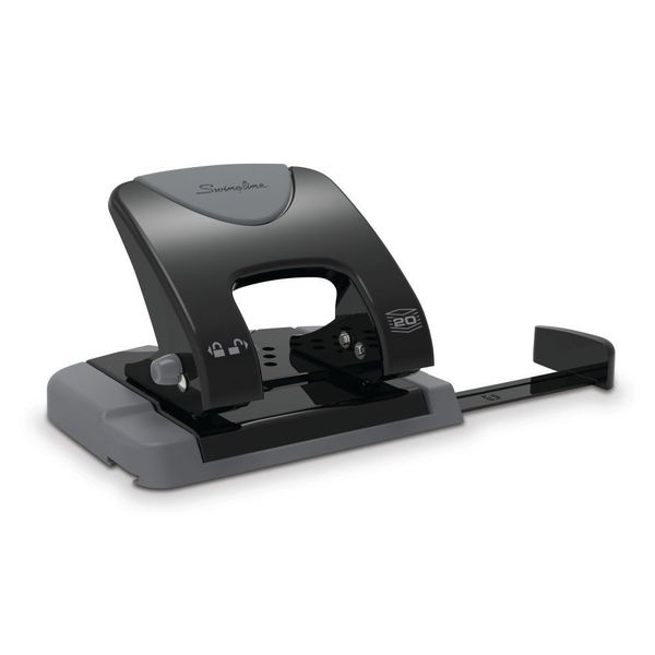 Two-Hole Paper Punch, 20 Sheets, Blck/Gray