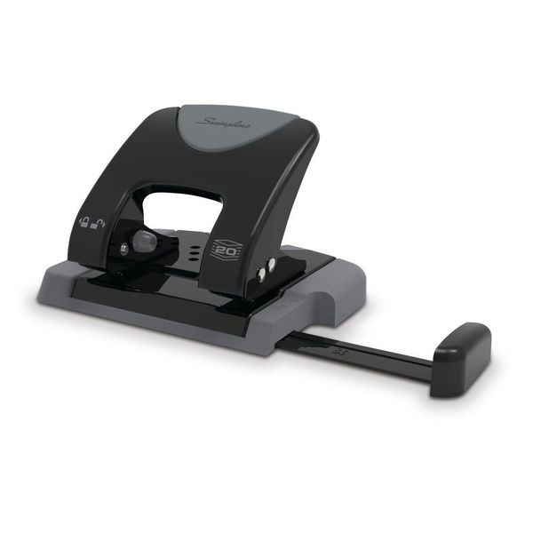 Two-Hole Paper Punch, 20 Sheets, Blck/Gray