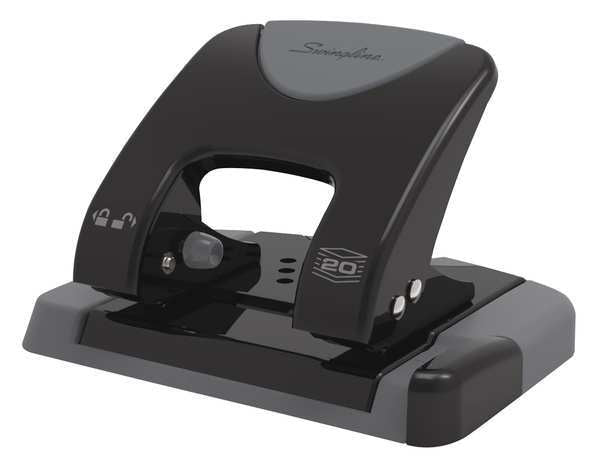 Two-Hole Paper Punch, 20 Sheets, Blck/Gray