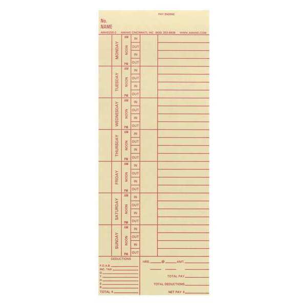 Bi Weekly Time Card, PK250