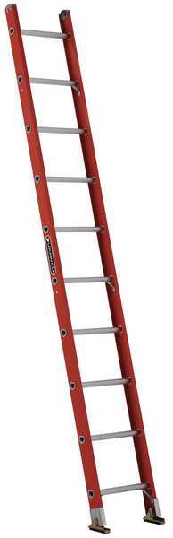 Straight Ladder, Fiberglass, Orange Finish