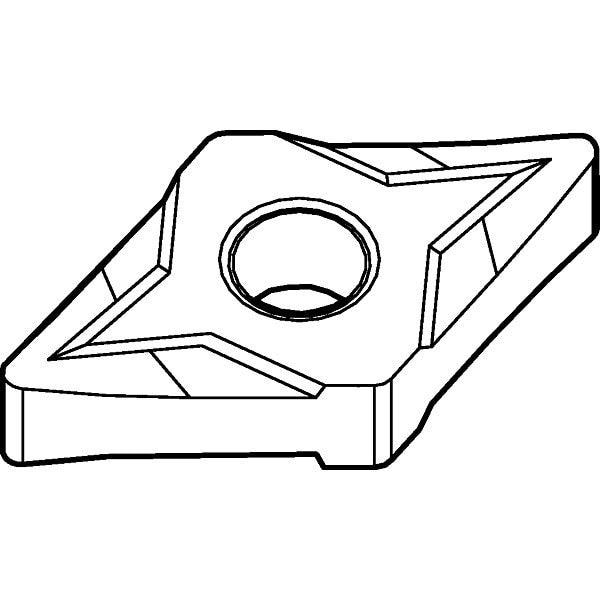Diamond Turning Insert, Diamond, 1/2 in, DNMP, 55  Degrees, 1/64 in
