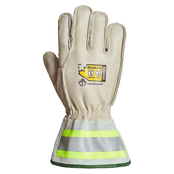 Leather Gloves, White, Glove Size L, PR