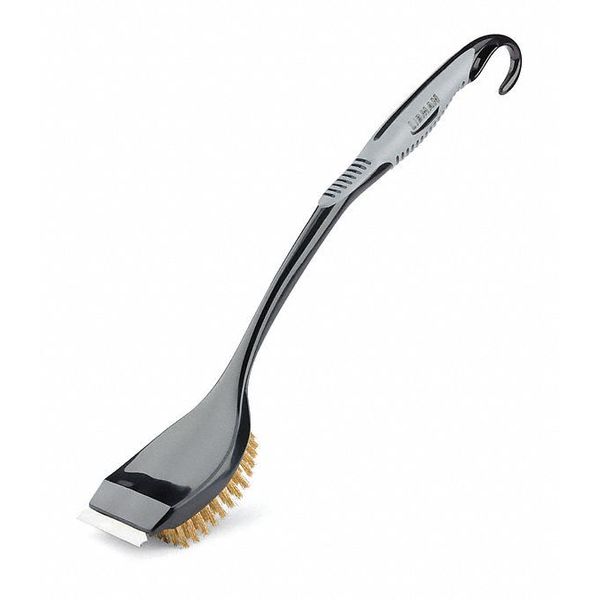 Grill Brush, w/Scraper, Brass, Blk/Gry, PK6
