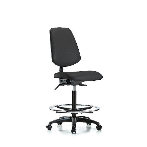 Vin Hi Bench Chair w/ Med Bk CF Cast BLK