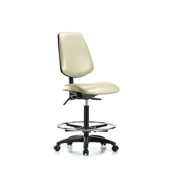 Vin Hi Bench Chair w/ Med Bk CF Cast Wht