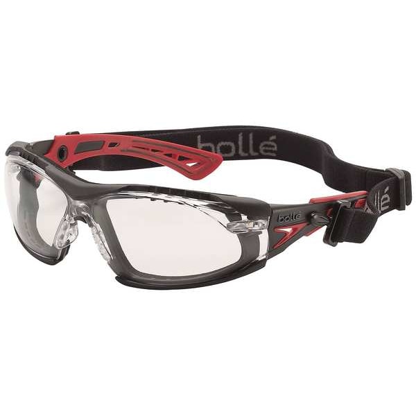 Rush Plus Safety Glasses, w/Strap, Red/Blk