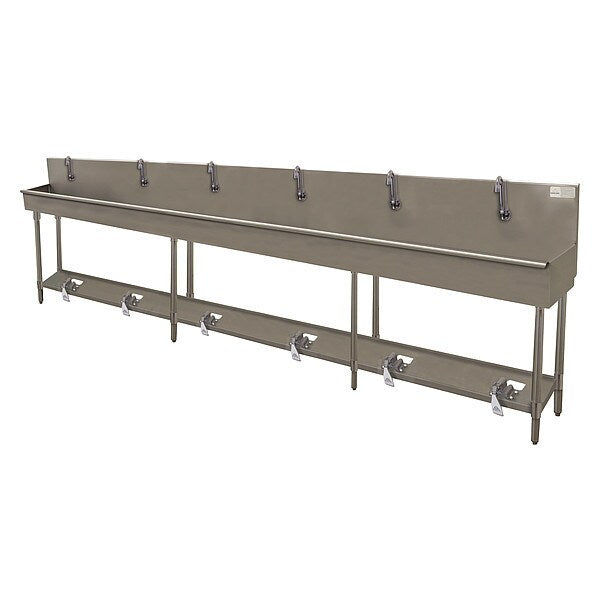 Wash Sink, Hands-Free, 6 Station, Toe-Push
