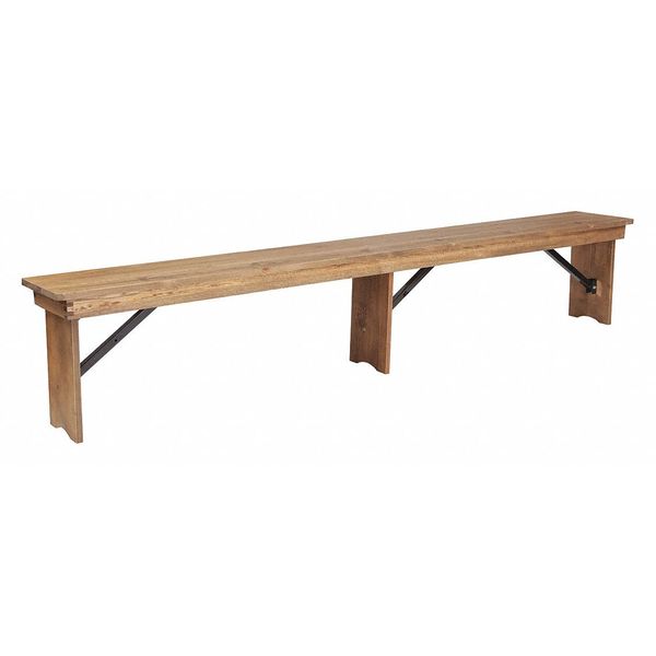HERCULES Series 8' x 12'' Antique Rustic Solid Pine Folding Farm Bench with 3 Legs