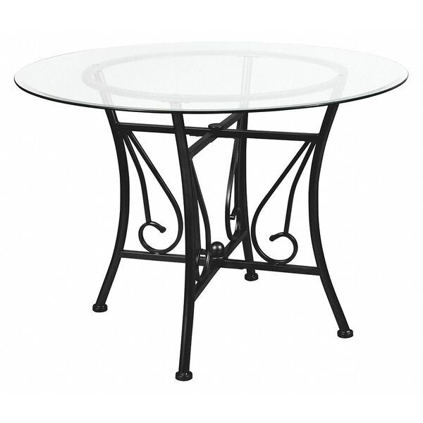 Round Table, Princeton Rnd Glass, Blck Frame, 42