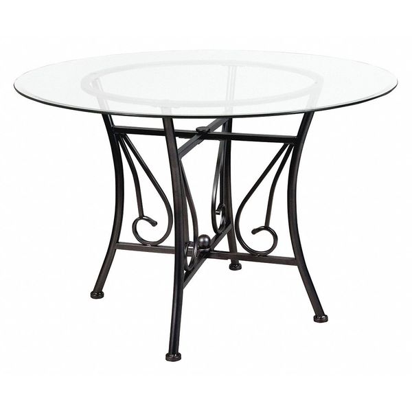 Round Table, Princeton Rnd Glass, Blck Frame, 45