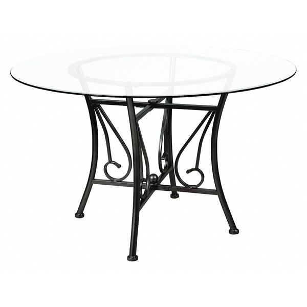 Round Table, Princeton Rnd Glass, Blck Frame, 48