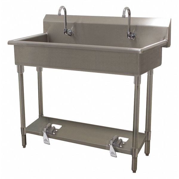 Wash Sink, NSF, Hands-Free, 2Statn, Toe-Push