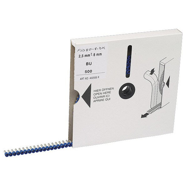 Ferrule, Insul, 14 Awg, 8mmpin, Bu, PK500