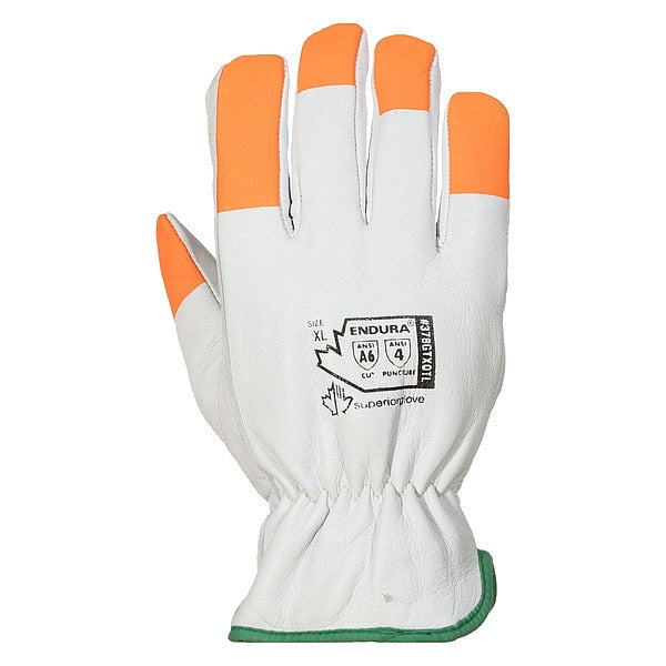 Leather Gloves, White Back, 2XL, PR