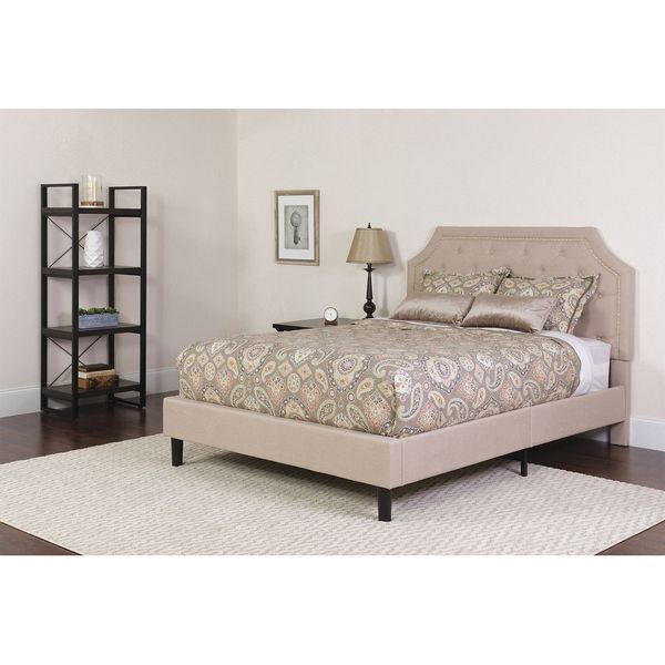 Brighton Full Platform Bed, Beige