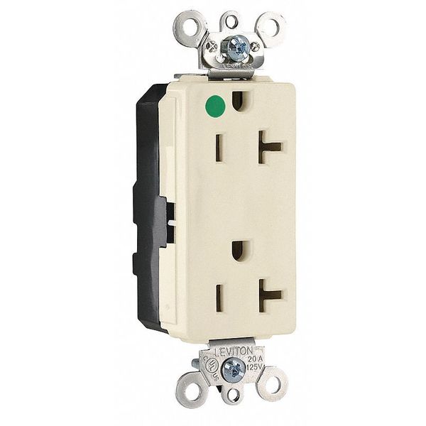 Receptacle, 20 A Amps, 125VAC, Decorator Duplex Outlet, 5-20R, Ivory