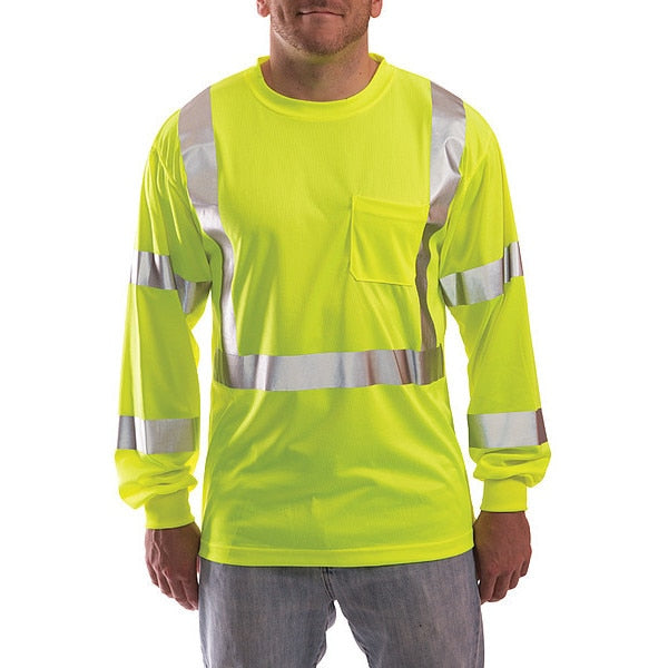 Job Sight Hi-Vis T-Shirt, Long Sleeve, Lime, XL