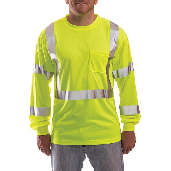 Job Sight Hi-Vis T-Shirt, Long Sleeve, Lime, S