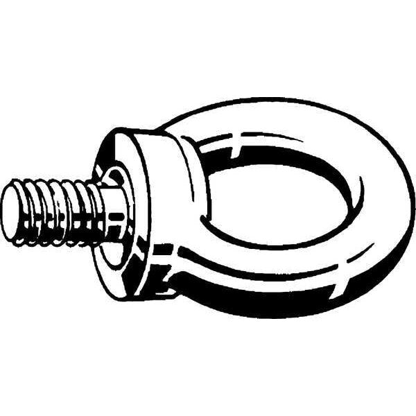 Machinery Eye Bolt With Shoulder, M24, 36 mm Shank, 50 mm ID, Steel, Plain, 5 PK