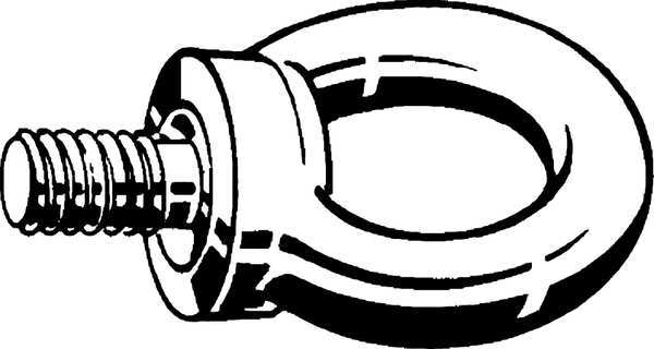 Machinery Eye Bolt With Shoulder, M48-5.00, 68 mm Shank, 90 mm ID, Steel, Plain