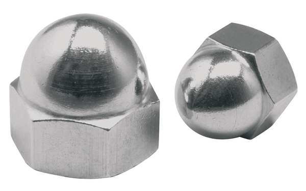 Standard Crown Cap Nut, #12-24, 18-8 Stainless Steel, Plain, 13/32 in H, 10 PK