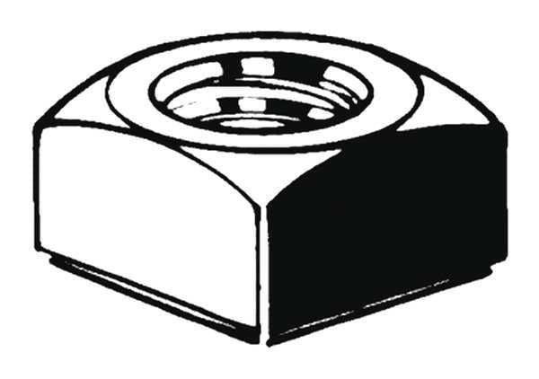 M8-1.25 Low Carbon Steel Zinc Plated Finish Square Nut - Regular, 100 pk.