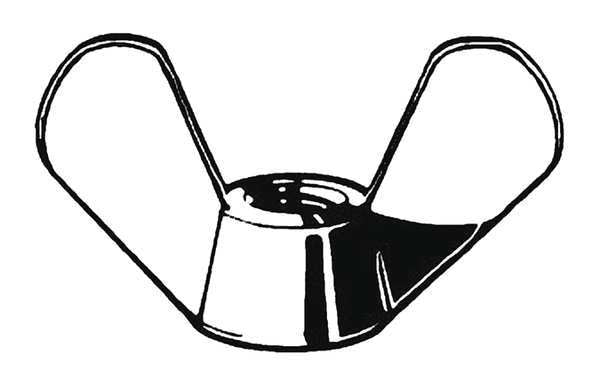 Wing Nut, M4-0.70, Steel, Zinc Plated, 10.5 mm Ht, 20 mm Max Wing Span, 100 PK