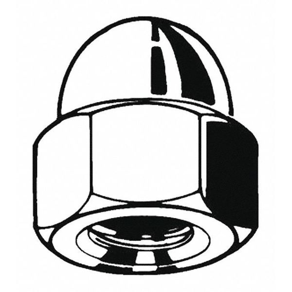 High Crown Cap Nut, M10-1.50, Steel, Zinc Plated, 18 mm H, 50 PK