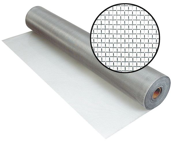 Door and Window Screen, Aluminum, 30 in W, 100 ft L, 0.011 in Wire Dia, Bright