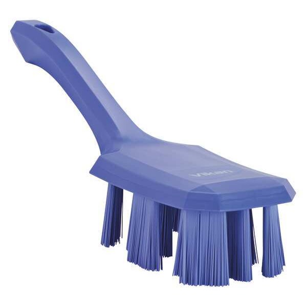 2 7/8 in W Scrub Brush, Stiff, 5 3/4 in L Handle, 4 3/4 in L Brush, Purple, Plastic, 10 in L Overall