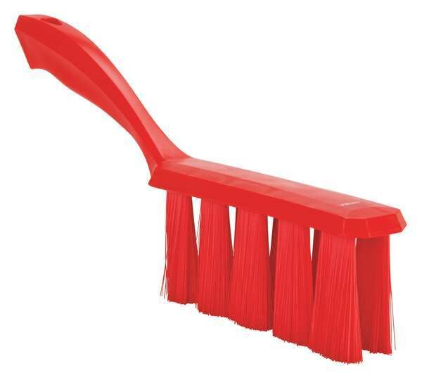 1 1/2 in W Bench Brush, Medium, 7 in L Handle, 6 1/2 in L Brush, Red, Plastic, 13 in L Overall