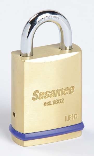 Padlock, Coreless, Standard Shackle, Rectangular Brass Body, Hardened Steel Shackle, 25/32 in W