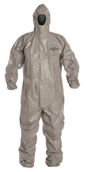 Hooded Chemical Resistant Coveralls, Gray, Zipper