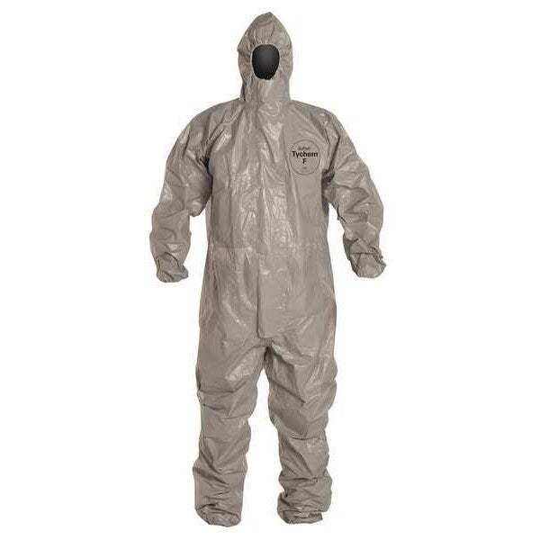 Hooded Chemical Resistant Coveralls, Gray, Zipper