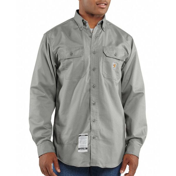 Carhartt Flame Resistant Collared Shirt, Gray, Twill/Cotton, 3XL