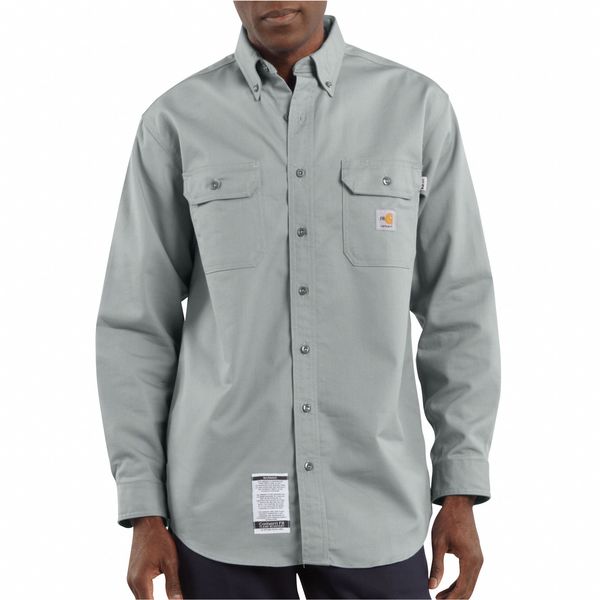 Carhartt Flame Resistant Collared Shirt, Gray, Twill/Cotton, LT