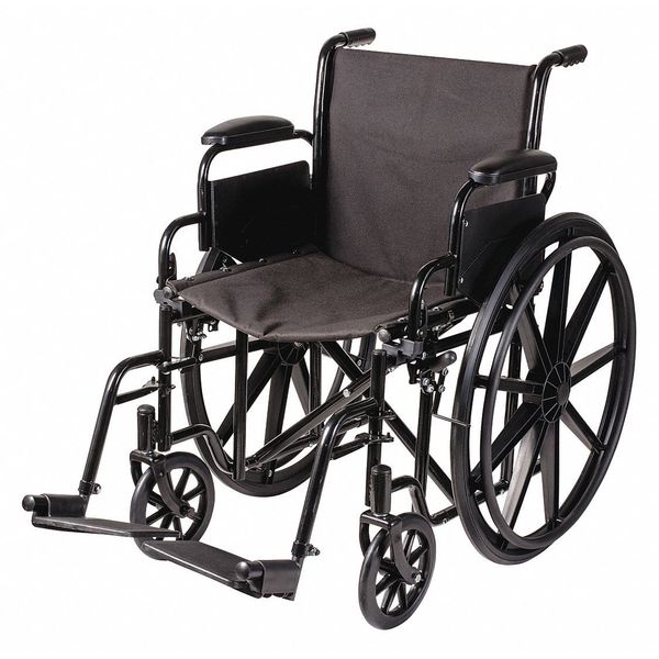 Wheelchair, 250 lb, 18 In Seat, Silver