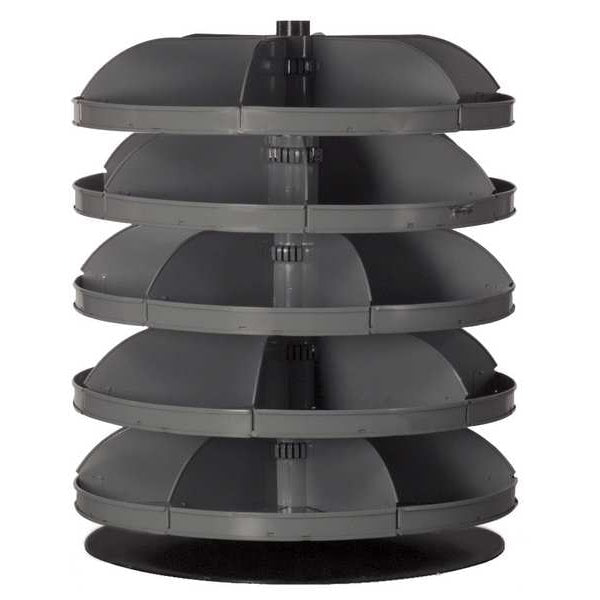 Prime Cold Rolled Steel Revolving Storage Bin, 28 in D x 34 1/8 in H x 28 in W, 5 Shelves, Gray