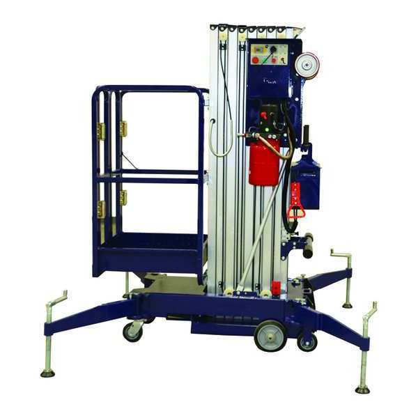 Pushable Mobile Vertical Lift, Push-Around Drive, 300 lb Load Capacity, 6 ft 6 in Max. Work Height