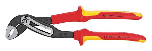 10 in Knipex Alligator V-Jaw Tongue and Groove Plier Serrated, Bi-Material Grip
