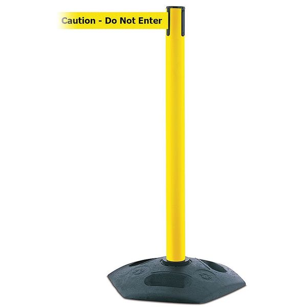 Barrier Post with Belt, 13 ft., PVC, Yellow