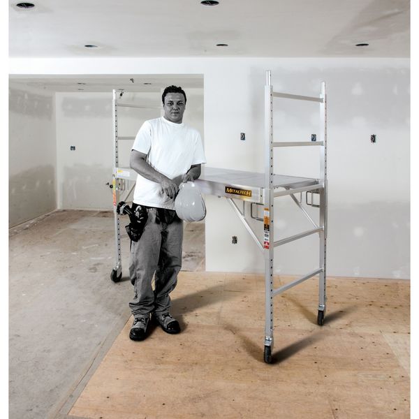 Scaffold, Steel/Wood, 2 ft 2 in to 6 ft Platform Height