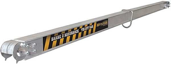 Tie-Off Bar, 7-7/32 ft.L, Aluminum, Steel