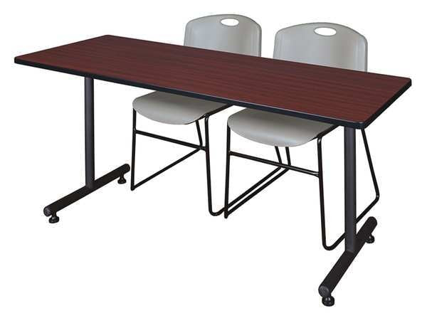 RectangleKobe Training Tables, 60X24X29, Wood, MetalTop, Mahogany