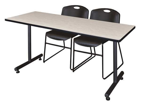 RectangleKobe Training Tables, 60X24X29, Wood, MetalTop, Maple