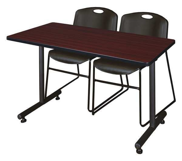 RectangleKobe Training Tables, 48X24X29, Wood, MetalTop, Mahogany
