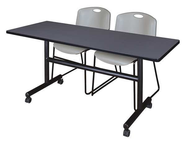 RectangleKobe Flip Top Tables, 60X24X29, Wood, MetalTop, Grey