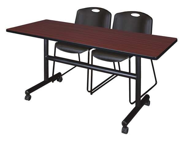 RectangleKobe Flip Top Tables, 60X24X29, Wood, MetalTop, Mahogany