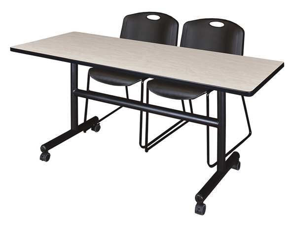 RectangleKobe Flip Top Tables, 60X24X29, Wood, MetalTop, Maple